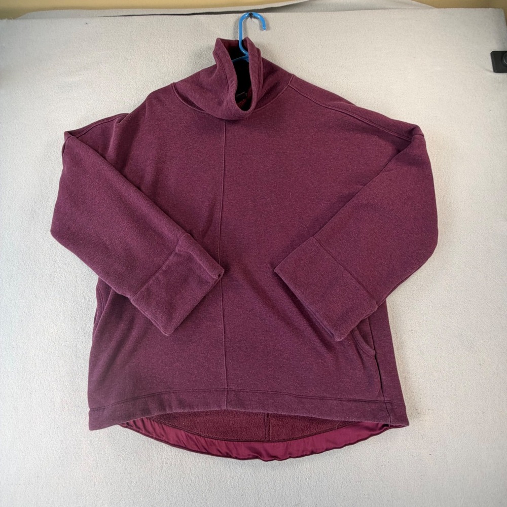 Athleta Cozy Karma Funnel Neck Sweatshirt Burgundy Heather Fleece Women Size M